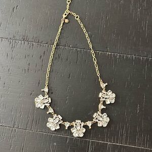 J Crew Venus Flytrap Clear Cluster Crystal Gold-Tone Necklace Rhinestone​​